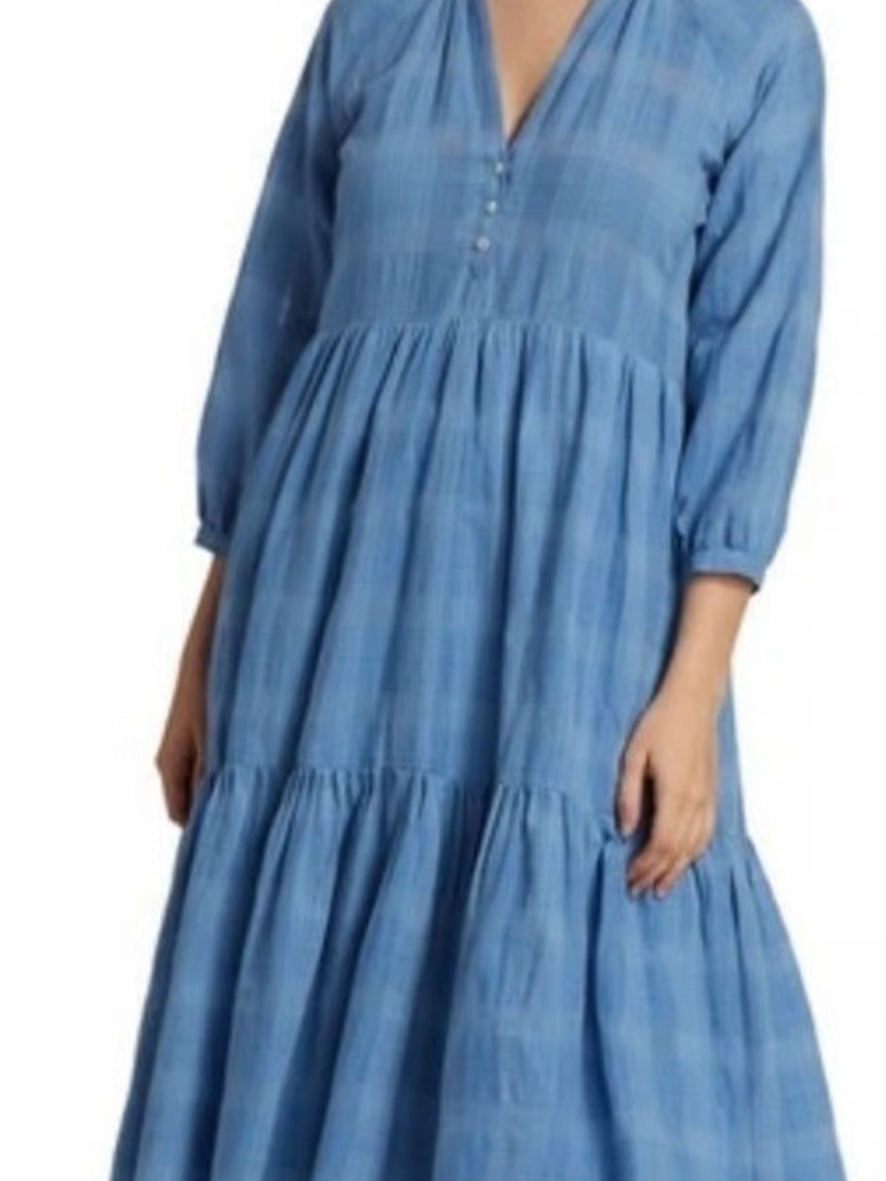 Veronica Beard Blue Tiered Midi Dress